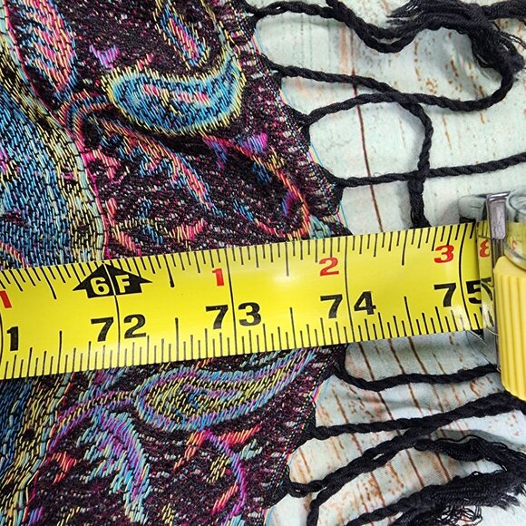 Cashmere Paisley Scarf Shawl With Fringe Multicolor 74" X 26" From Jerusalem - Picture 7 of 9
